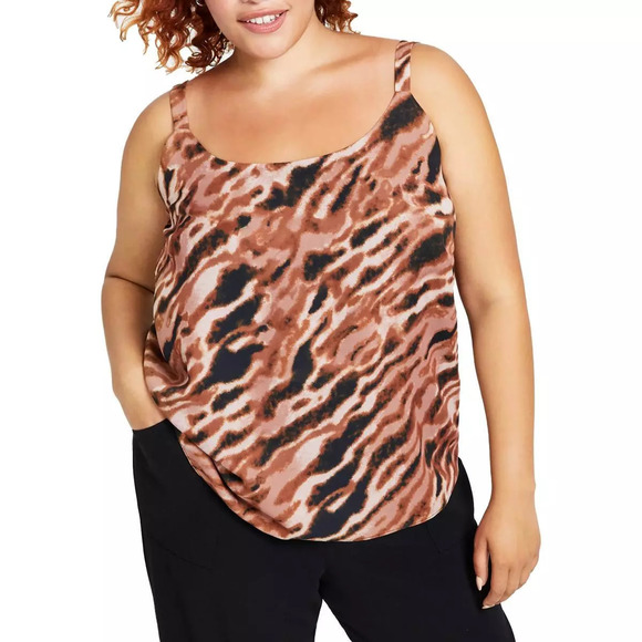 Bar III Plus Size Animal Print Tank Top - Brown - Women's Shells - Picture 2 of 3